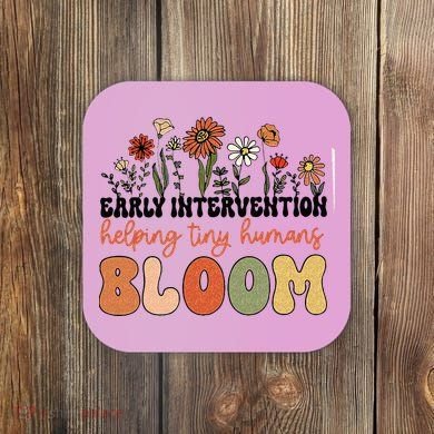 Retro Wildflower Early Intervention Helping Tiny Human Bloom Coaster