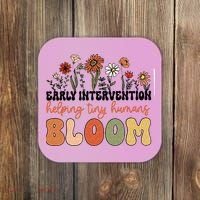 Retro Wildflower Early Intervention Helping Tiny Human Bloom Coaster thumb 0