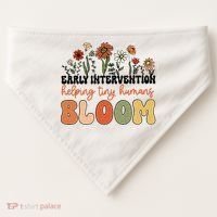 Retro Wildflower Early Intervention Helping Tiny Human Bloom USA-Made Doggie Bandana thumb 0