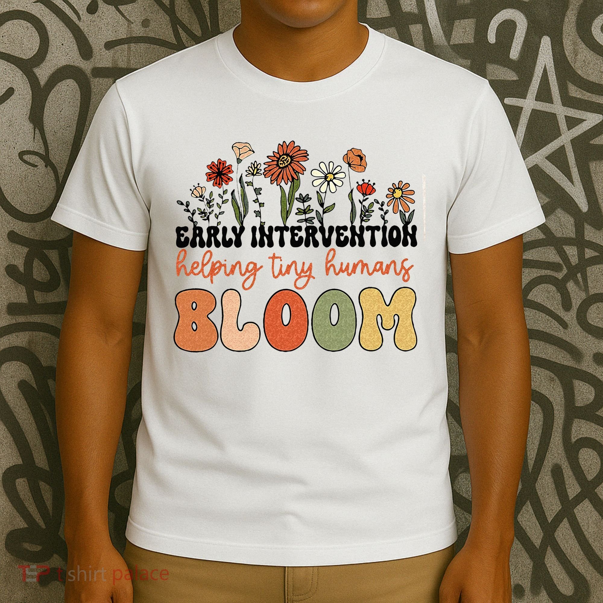 Retro Wildflower Early Intervention Helping Tiny Human Bloom T-Shirt
