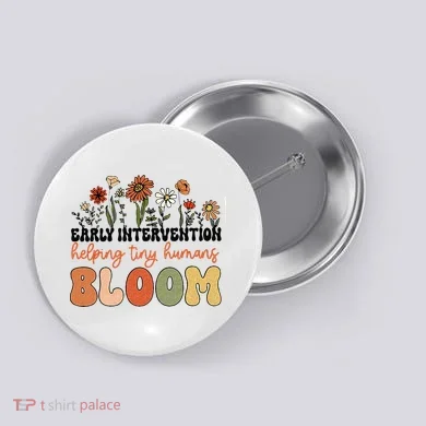 Retro Wildflower Early Intervention Helping Tiny Human Bloom Button