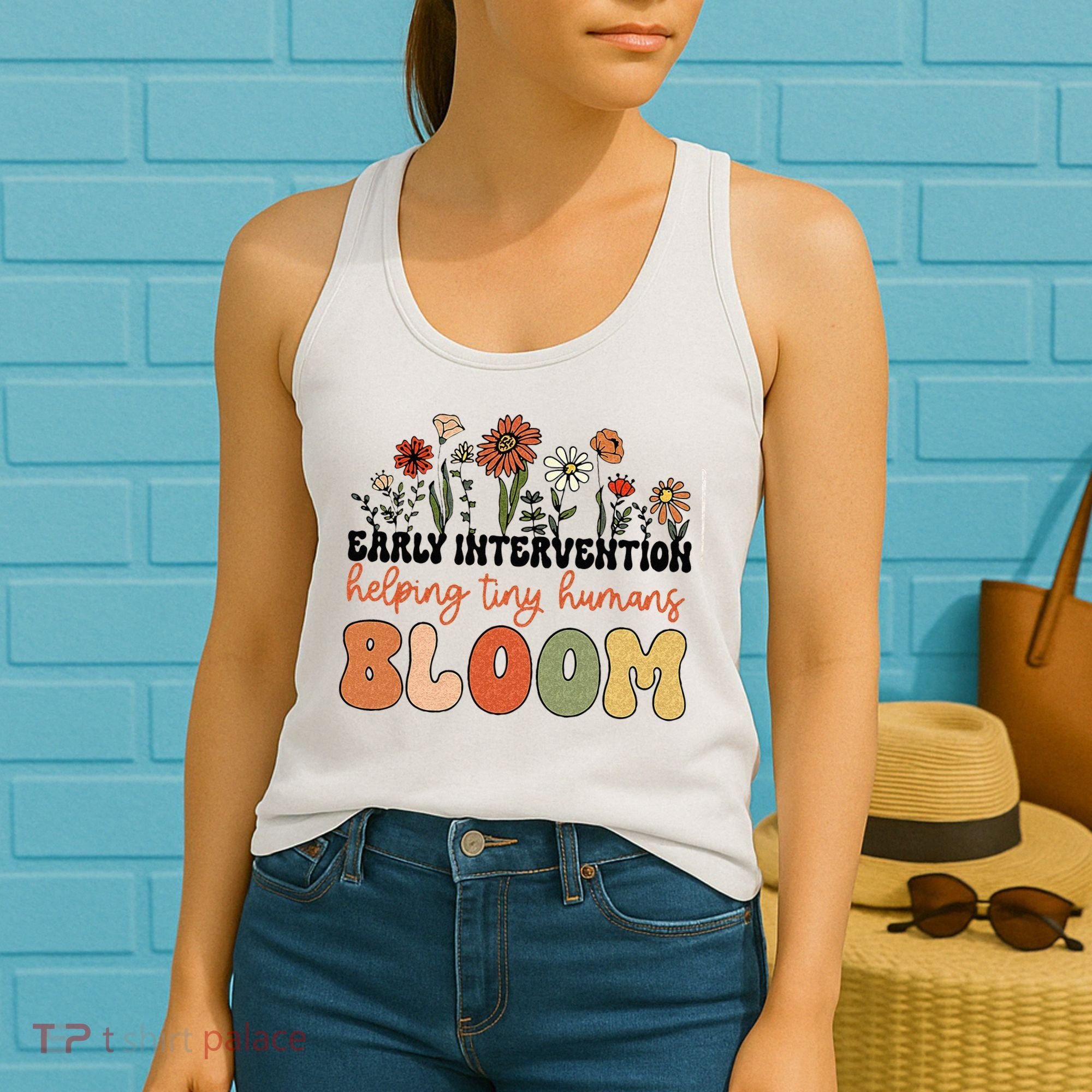 Retro Wildflower Early Intervention Helping Tiny Human Bloom Women's Tank Top