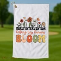 Retro Wildflower Early Intervention Helping Tiny Human Bloom Golf Towel thumb 1