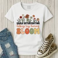 Retro Wildflower Early Intervention Helping Tiny Human Bloom Women's T-Shirt thumb 3
