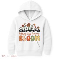 Retro Wildflower Early Intervention Helping Tiny Human Bloom Kids Hoodie thumb 0