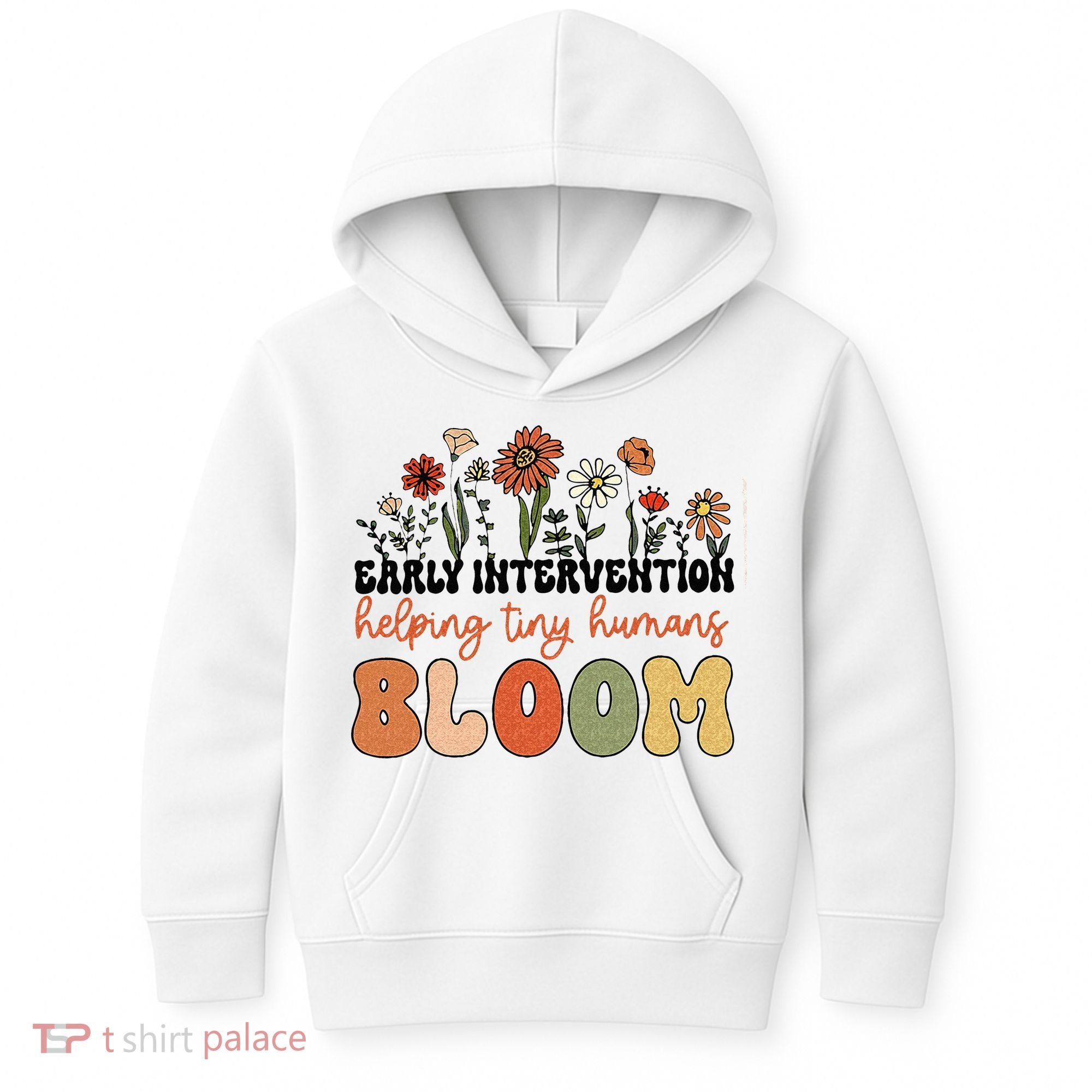 Retro Wildflower Early Intervention Helping Tiny Human Bloom Kids Hoodie
