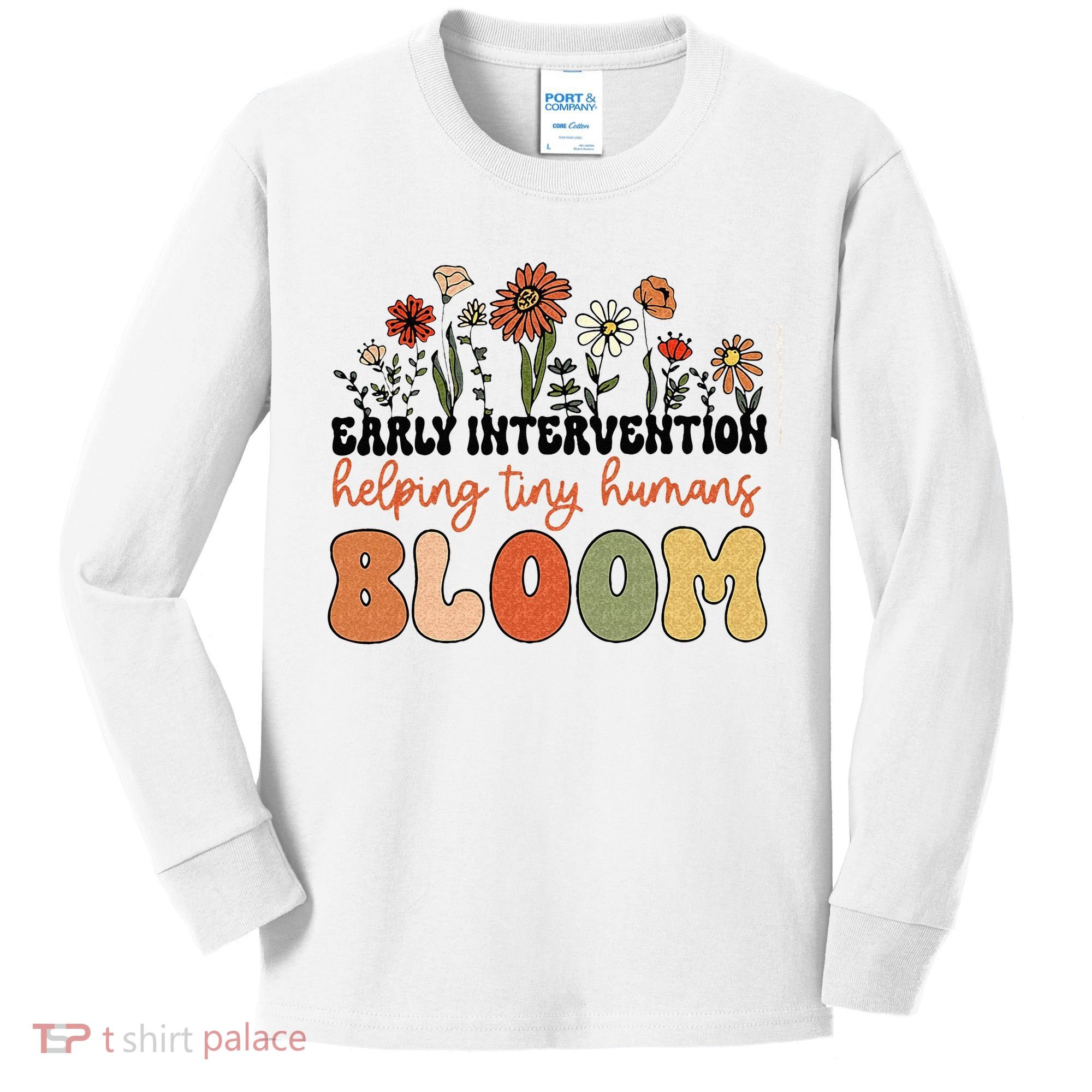 Retro Wildflower Early Intervention Helping Tiny Human Bloom Kids Long Sleeve Shirt