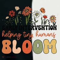 Retro Wildflower Early Intervention Helping Tiny Human Bloom Toddler Fine Jersey T-Shirt thumb 2
