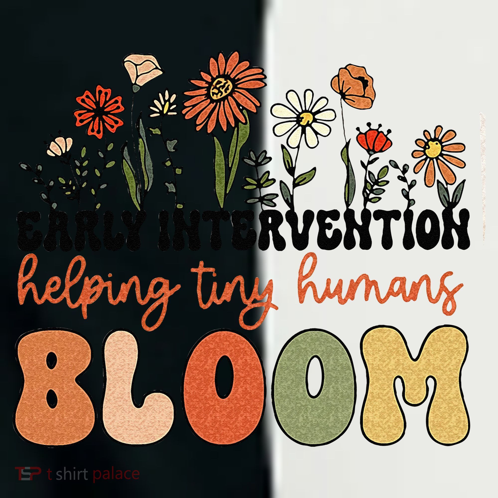 Retro Wildflower Early Intervention Helping Tiny Human Bloom Toddler Fine Jersey T-Shirt