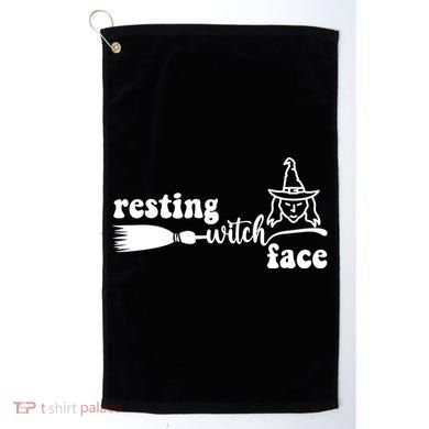 Resting Witch Face Funny Halloween Golf Towel