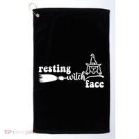 Resting Witch Face Funny Halloween Golf Towel thumb 0