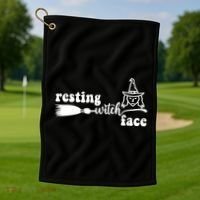 Resting Witch Face Funny Halloween Golf Towel thumb 1