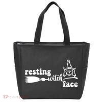 Resting Witch Face Funny Halloween Tote Bag thumb 0