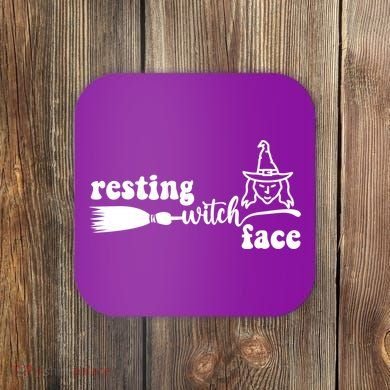 Resting Witch Face Funny Halloween Coaster