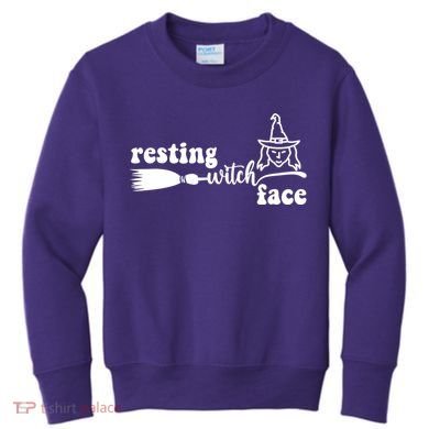 Resting Witch Face Funny Halloween Kids Sweatshirt