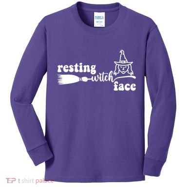 Resting Witch Face Funny Halloween Kids Long Sleeve Shirt