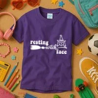 Resting Witch Face Funny Halloween Kids T-Shirt thumb 3