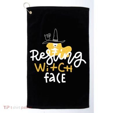 Resting Witch Face Funny Halloween Golf Towel