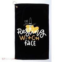 Resting Witch Face Funny Halloween Golf Towel thumb 0