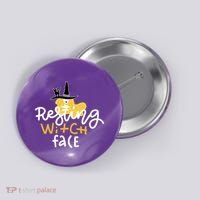 Resting Witch Face Funny Halloween Button thumb 0