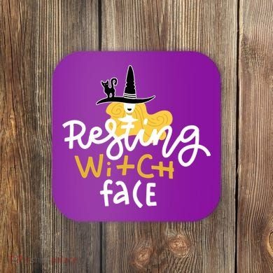 Resting Witch Face Funny Halloween Coaster
