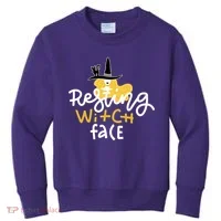 Resting Witch Face Funny Halloween Kids Sweatshirt thumb 0