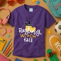 Resting Witch Face Funny Halloween Kids T-Shirt thumb 3