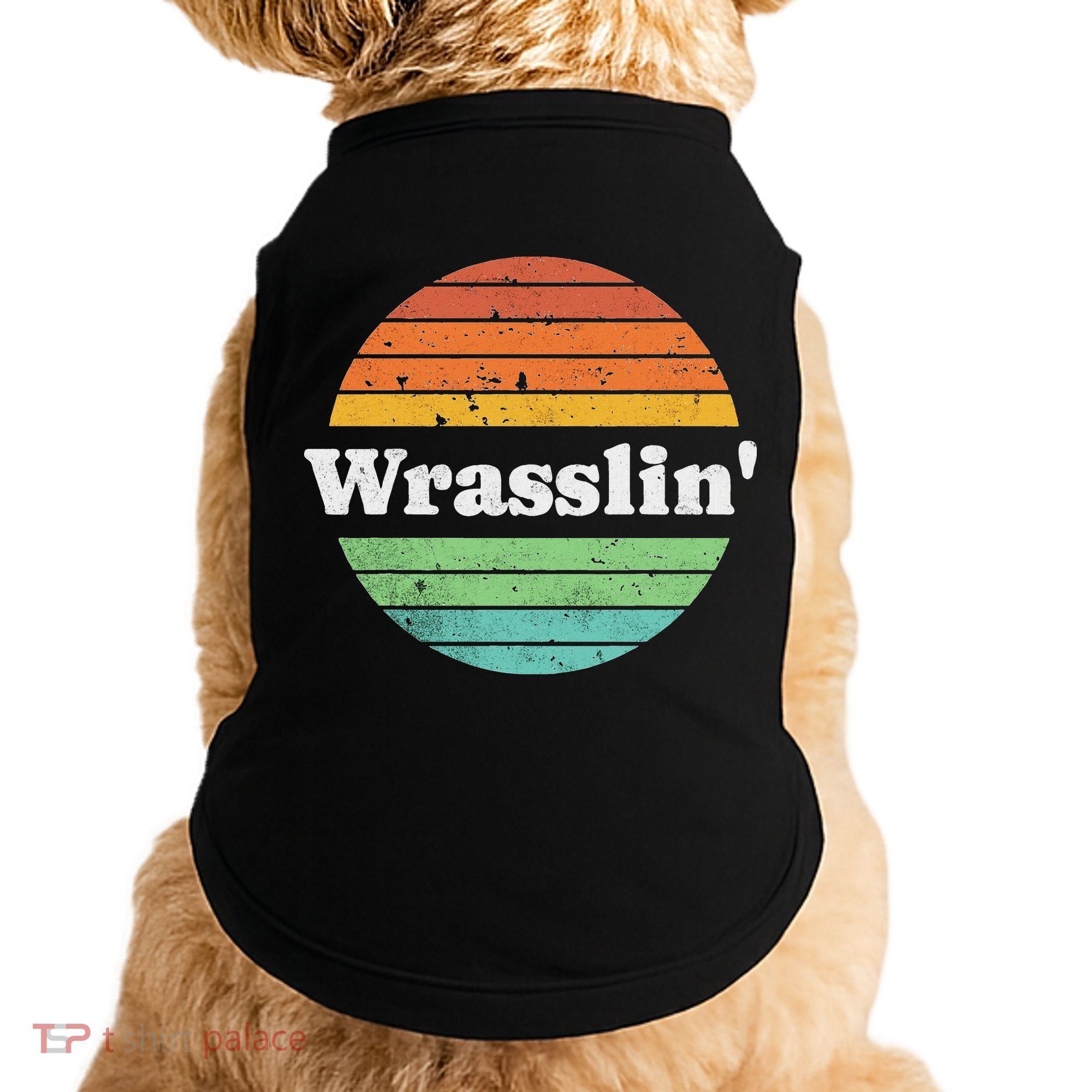 Retro Wrasslin Funny Wrestling Lover 70s Style Doggie Tank