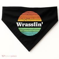 Retro Wrasslin Funny Wrestling Lover 70s Style USA-Made Doggie Bandana thumb 0