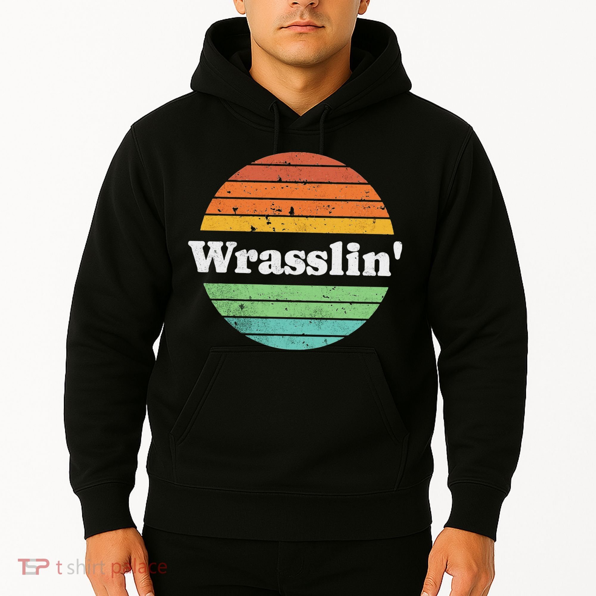 Retro Wrasslin Funny Wrestling Lover 70s Style Hoodie