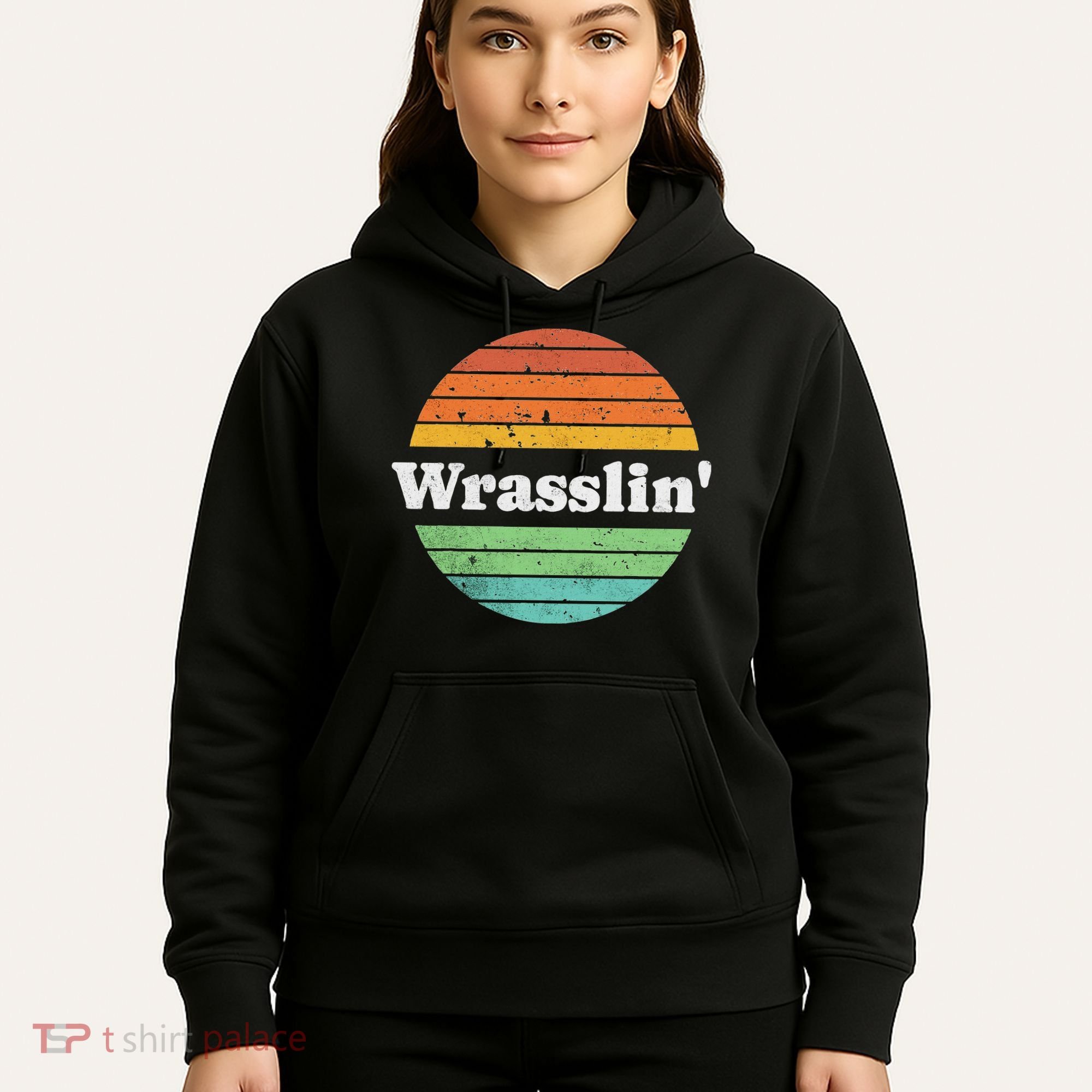 Retro Wrasslin Funny Wrestling Lover 70s Style Hoodie