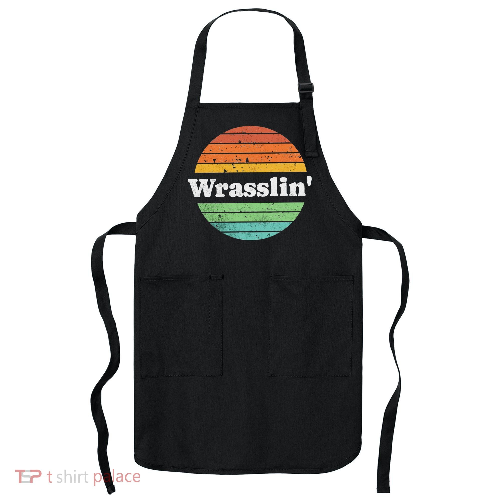 Retro Wrasslin Funny Wrestling Lover 70s Style Apron