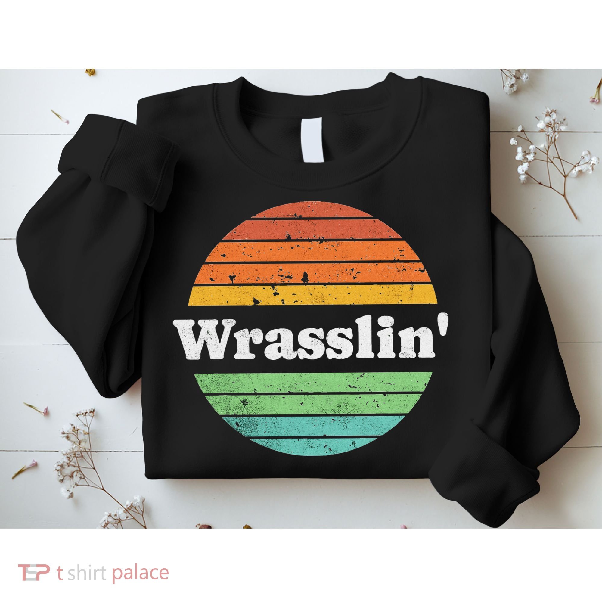 Retro Wrasslin Funny Wrestling Lover 70s Style Sweatshirt