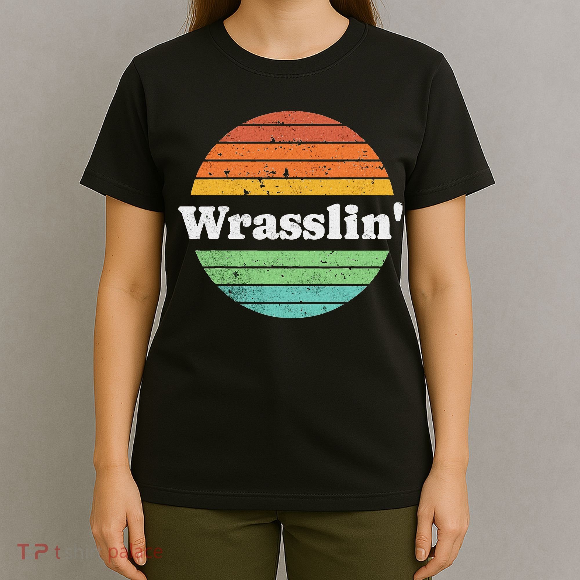 Retro Wrasslin Funny Wrestling Lover 70s Style T-Shirt