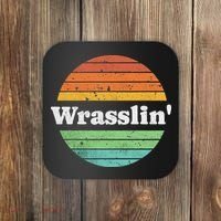 Retro Wrasslin Funny Wrestling Lover 70s Style Coaster thumb 0