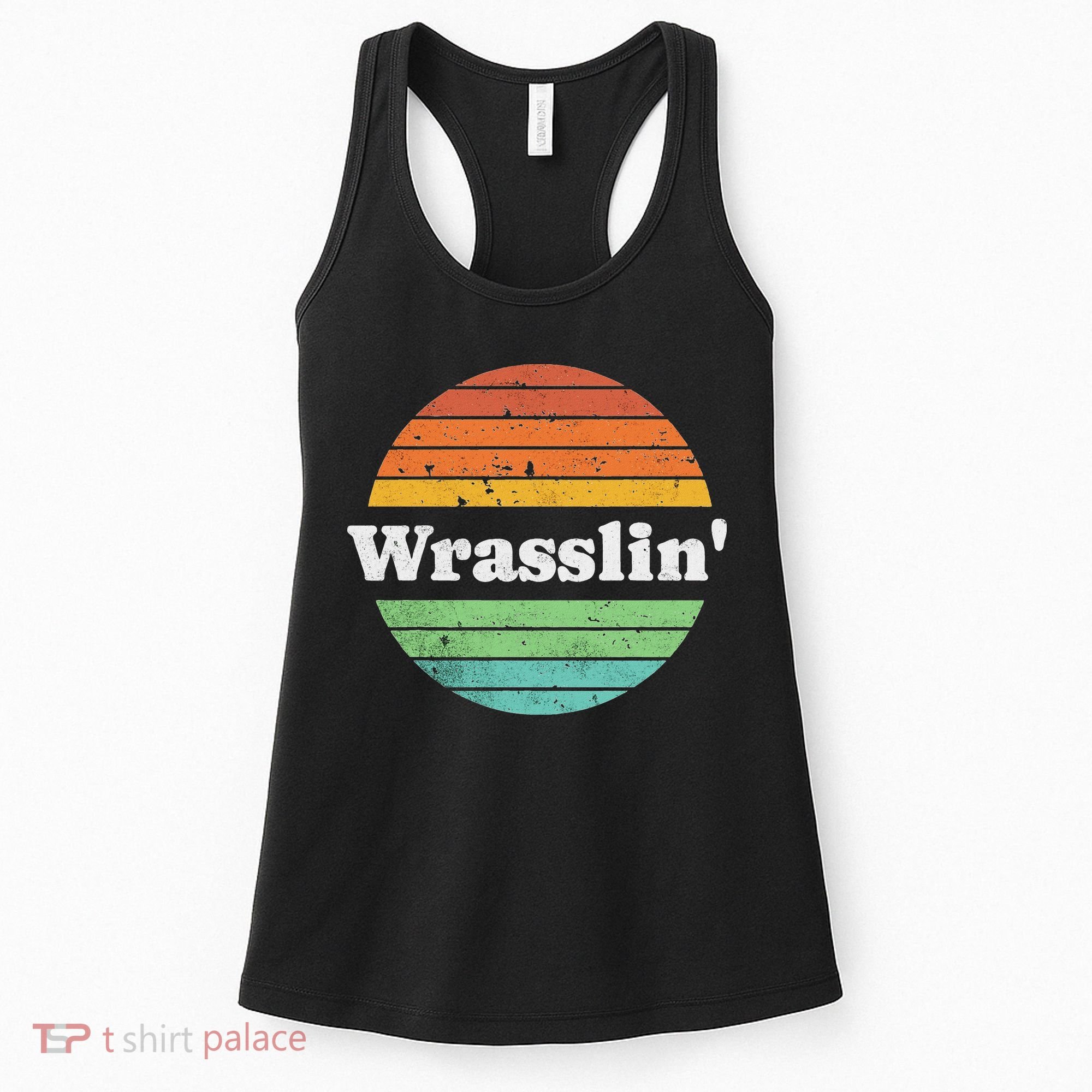 Retro Wrasslin Funny Wrestling Lover 70s Style Women's Tank Top
