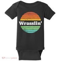 Retro Wrasslin Funny Wrestling Lover 70s Style Baby Bodysuit thumb 0