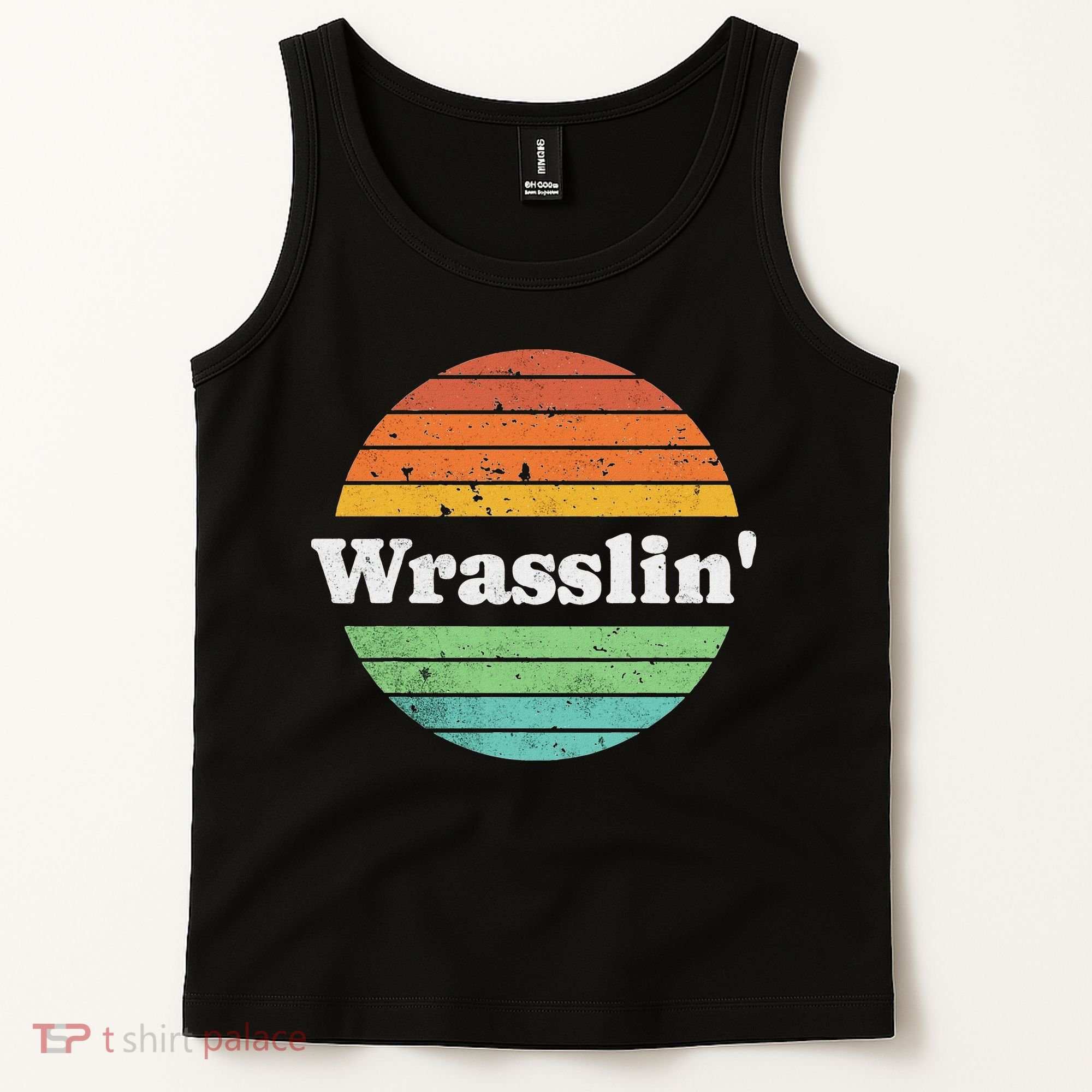 Retro Wrasslin Funny Wrestling Lover 70s Style Tank Top