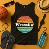 Retro Wrasslin Funny Wrestling Lover 70s Style Tank Top thumb 4