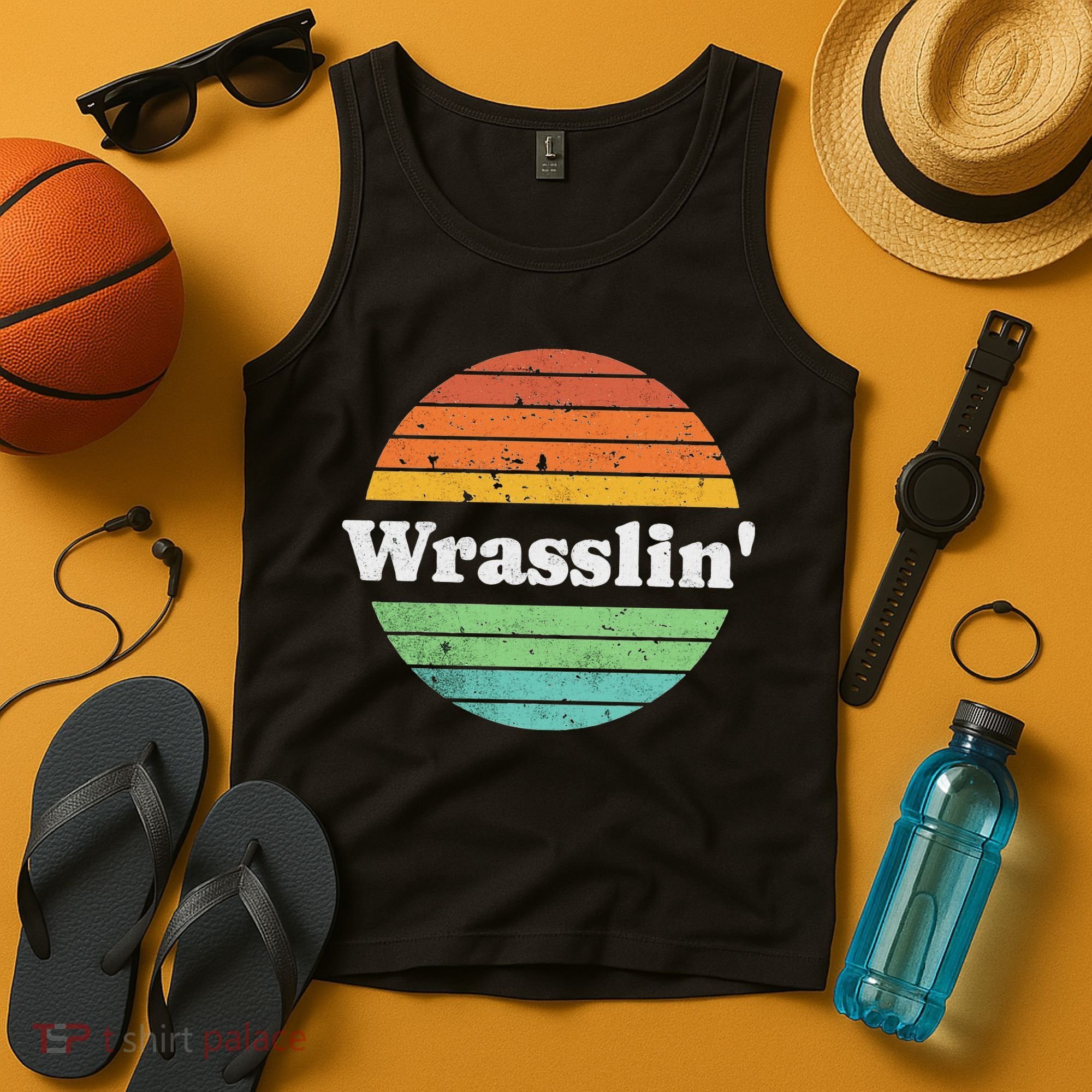 Retro Wrasslin Funny Wrestling Lover 70s Style Tank Top