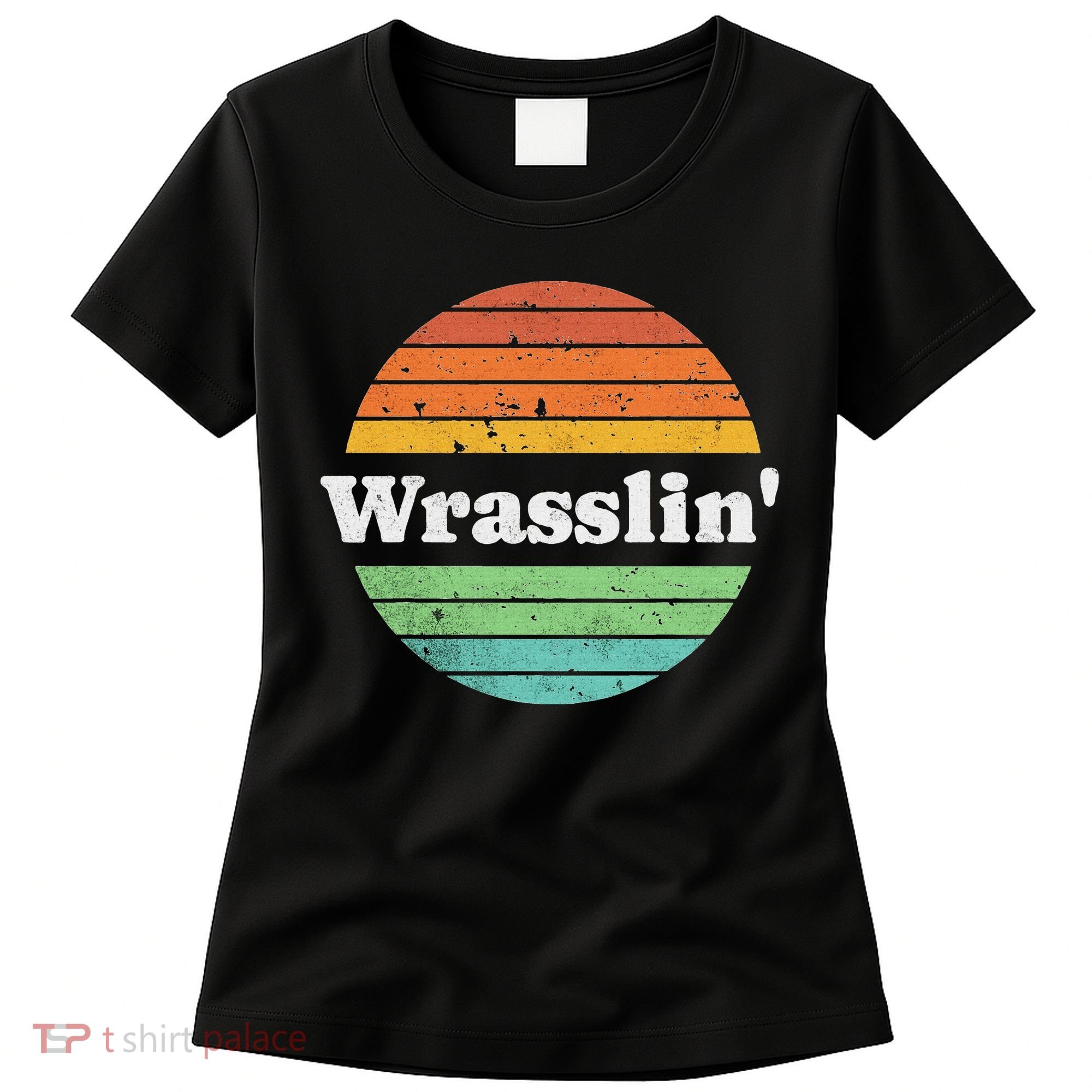 Retro Wrasslin Funny Wrestling Lover 70s Style Women's T-Shirt