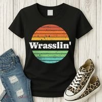 Retro Wrasslin Funny Wrestling Lover 70s Style Women's T-Shirt thumb 3