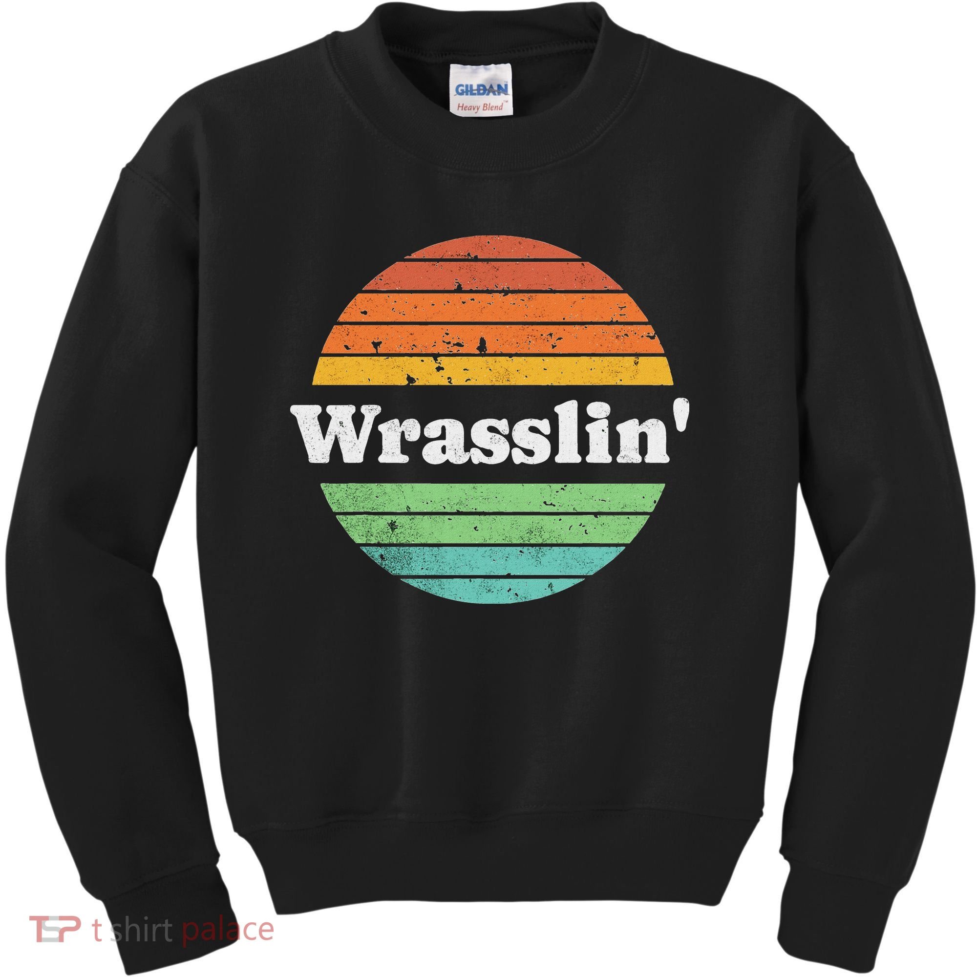Retro Wrasslin Funny Wrestling Lover 70s Style Kids Sweatshirt