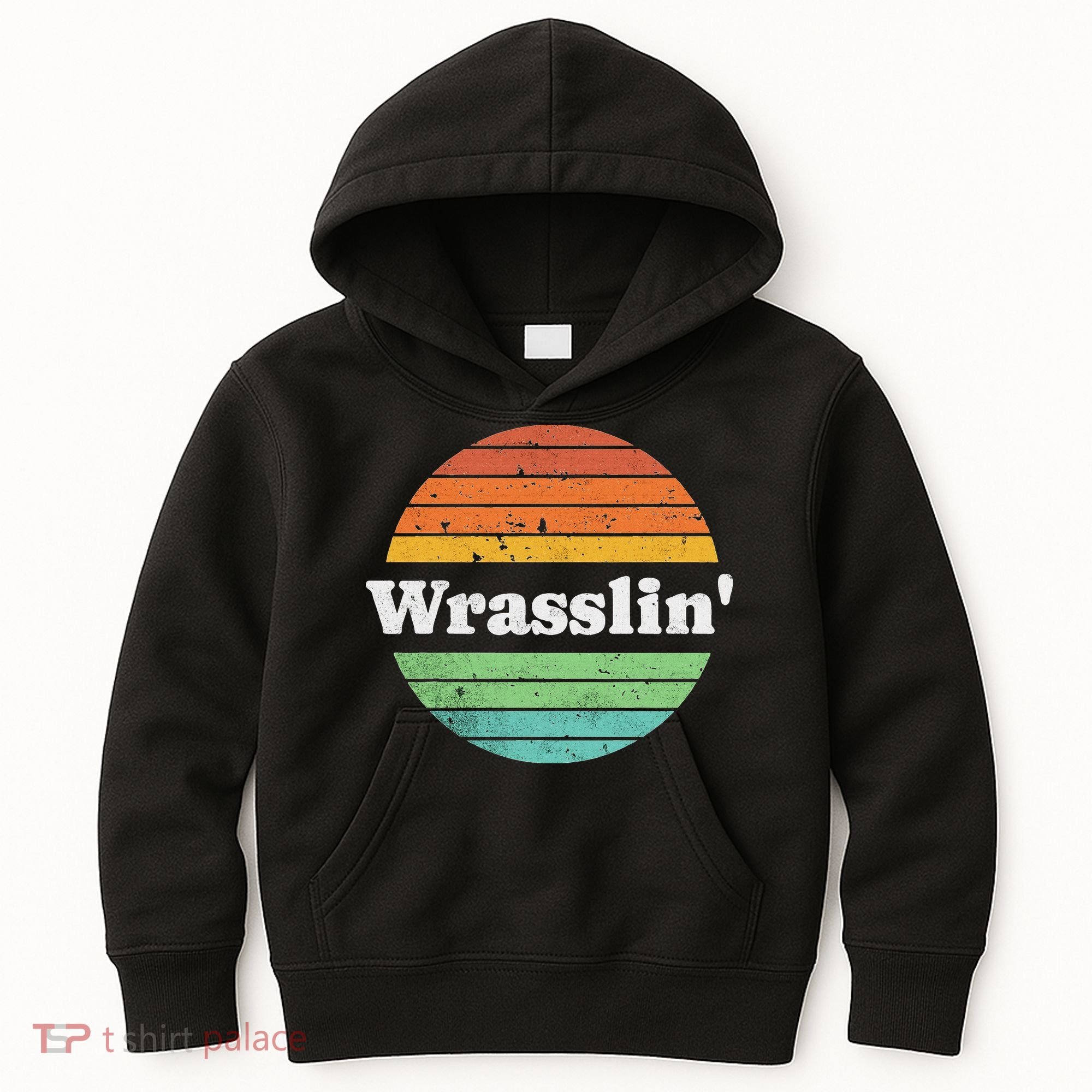 Retro Wrasslin Funny Wrestling Lover 70s Style Kids Hoodie