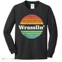 Retro Wrasslin Funny Wrestling Lover 70s Style Kids Long Sleeve Shirt thumb 0