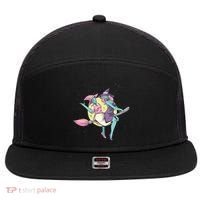Retro Witches Flying 7 Panel Mesh Trucker Snapback Hat thumb 0