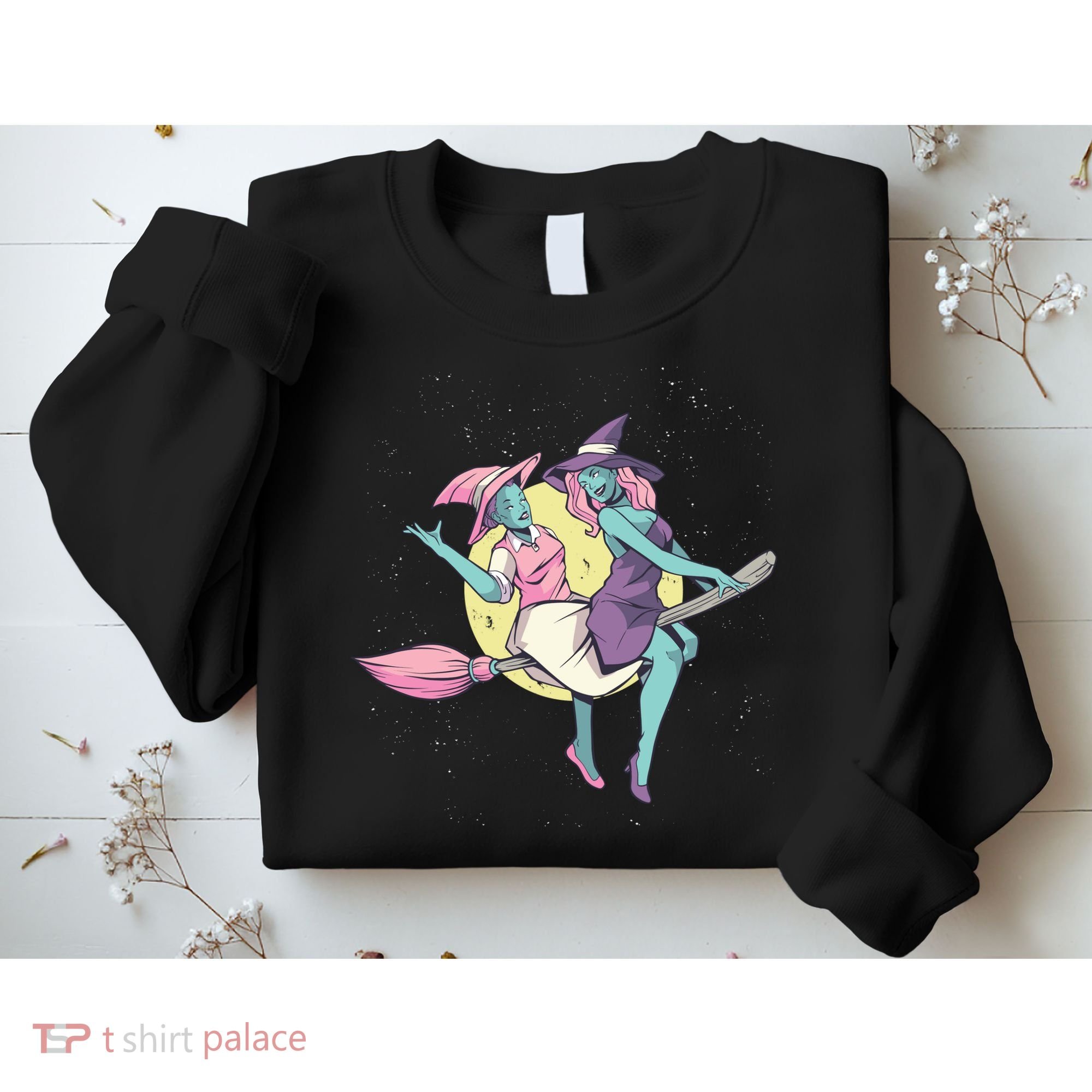 Retro Witches Flying Sweatshirt