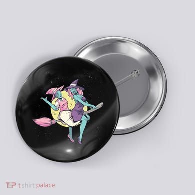 Retro Witches Flying Button