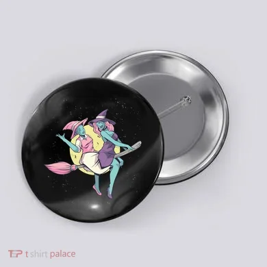 Retro Witches Flying Button