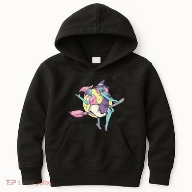 Retro Witches Flying Kids Hoodie